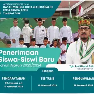 SMP Dayah Mishrul Huda Malikussaleh Terima Santri Baru, Yatim Piatu Gratis Biaya