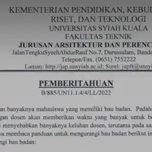 Dosen Arsitektur USK Keluhkan Bau Badan, Minta Mahasiswanya Mandi Teratur
