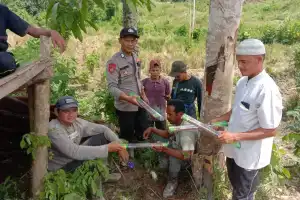 Polsek Ranto Peureulak Bersama Warga Usir Kawanan Gajah Liar Pakai Mercon
