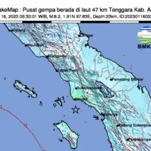 Gempa Magnitudo 6.2 Guncang Aceh Singkil, Tak Berpotensi Tsunami