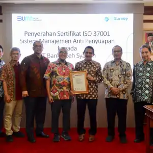Bank Aceh Raih Sertifikasi ISO 37001 Sistem Manajemen Anti Penyuapan