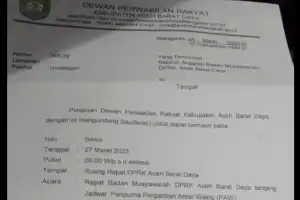 Jadwal Paripurna PAW Anggota DPRK Abdya Bakal Ditetapkan Besok