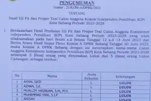 DPRK Tetapkan 5 Nama Calon Anggota Komisioner KIP Sabang�