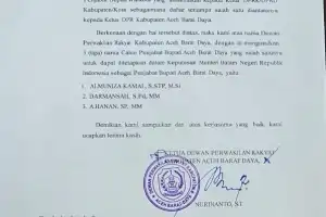 DPRK Usulkan 3 Nama Calon Pj Bupati, Tidak Ada Putra Abdya