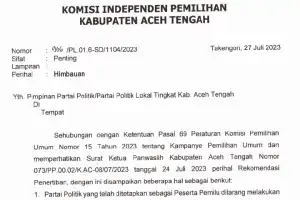 Peserta Pemilu di Aceh Tengah Dilarang Kampanye Sebelum 28 November