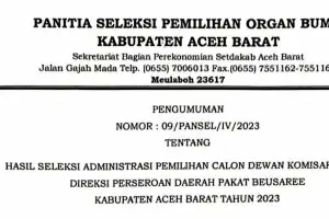 Sembilan Pelamar Lulus Seleksi Administrasi Calon Pejabat Dua BUMD Aceh Barat