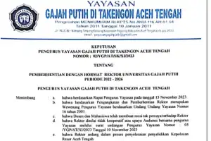 Yayasan UGP Takengon Kembali Pecat Eliyin dari Jabatan Rektor, Ada Apa?