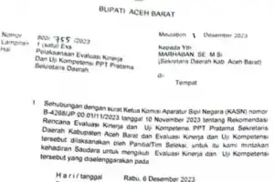 Pj Bupati Evaluasi Kinerja Sekda Aceh Barat