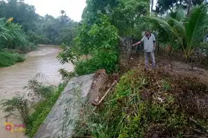 Terkikis Air Sungai, Tanggul Pencegah Banjir di Manggeng Abdya Jebol