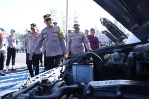 Polres Bener Meriah Cek Kendaraan Dinas Jelang Pemilu 2024