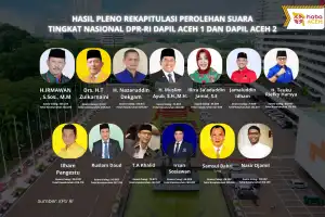KPU Sahkan Hasil Rekapitulasi DPR RI Dapil Aceh 1 dan Dapil 2