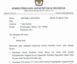KPU Tetapkan Lima Anggota KIP Nagan Raya