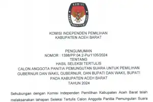 2.432 Calon Anggota PPS di Aceh Barat Lulus Seleksi Tertulis