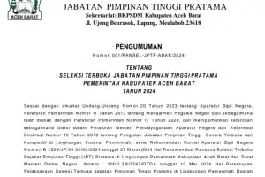 Pemkab Aceh Barat Lelang Sembilan Jabatan Kepala Dinas, Ini Syarat Daftar