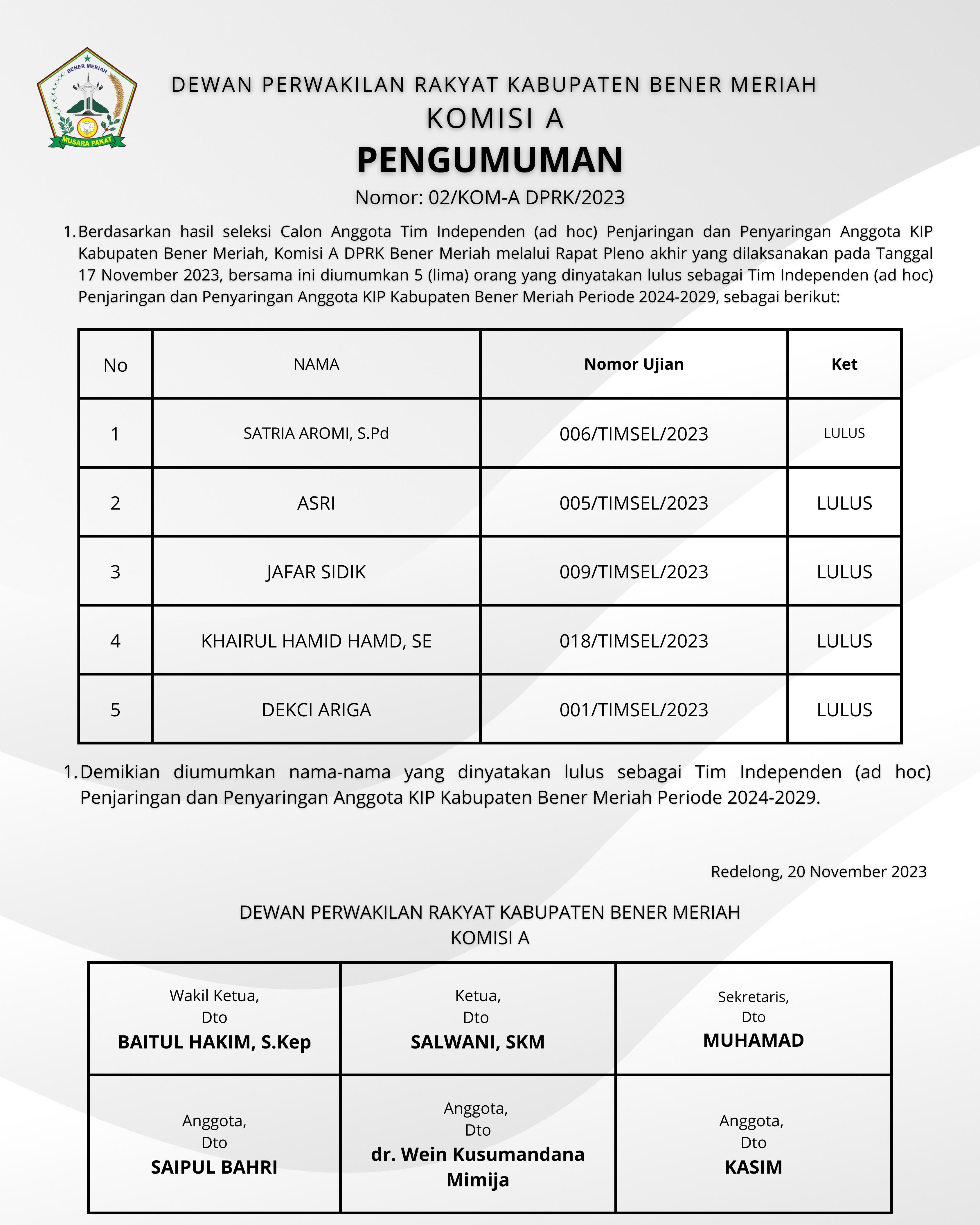 Iklan Pansel Bener Meriah