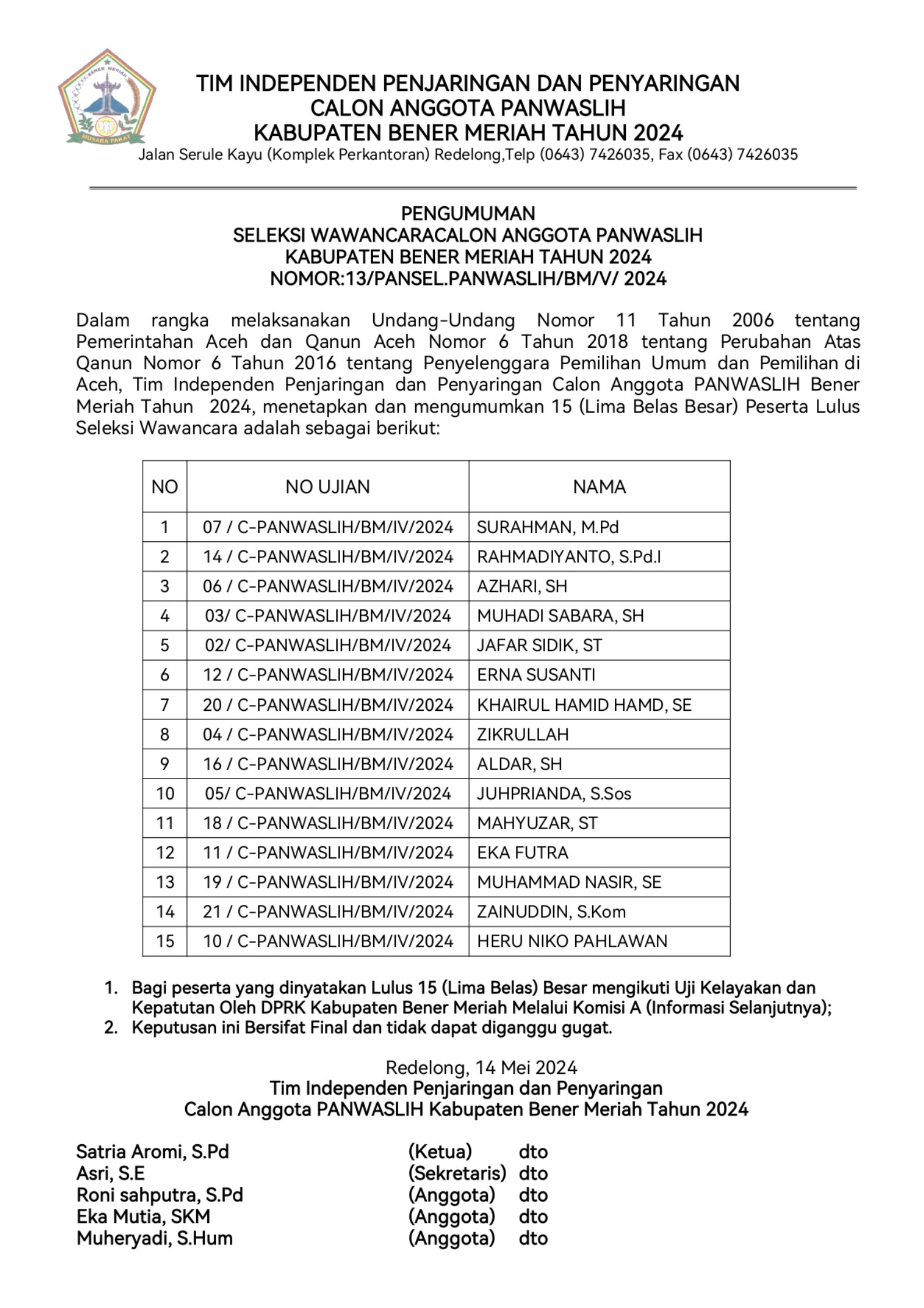 Iklan Panwaslih Bener Meriah