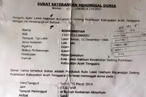 Oknum Kepala Desa Terbitkan Surat Keterangan Meninggal Dunia Padahal Pemilik Nama Masih Hidup di Aceh Tenggara